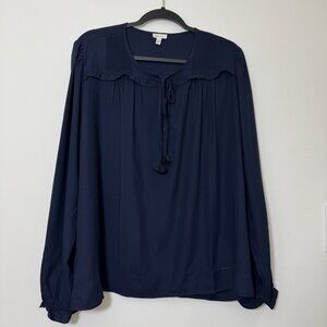 Joie Limited Edition Blouse Women’s Size XL Navy Blue Long Sleeves